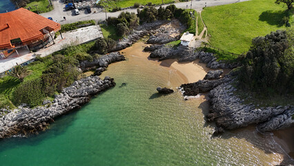 Coastal Village and Small Secluded Beach with Crystal Clear Water