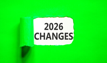 2026 Changes symbol. Concept words 2026 Changes on beautiful white paper. Beautiful green paper background. Business and 2026 changes concept. Copy space.