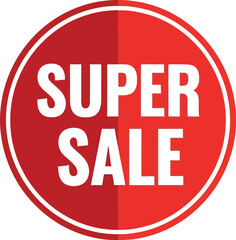 Super sale red circle badge icon for promotional marketing and discount advertising campaigns flat design vector illustration isolated on transparent background