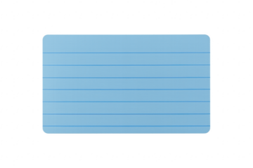 Blue lined note card with transparent background