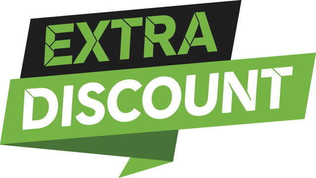 Promotional banner extra discount green ribbon sale marketing offer retail special deal flat design vector illustration isolated on transparent background