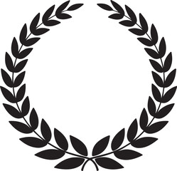 Black Silhouette Laurel Wreath Symbol on White Background victory award also transparent background