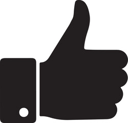 Black Silhouette of a Thumbs Up Hand Gesture on a White Background like approval also transparent background