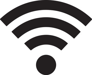 Black Silhouette of a Wi Fi Signal Icon with Three Arcs and a Dot on a White Background wifi wireless also transparent background