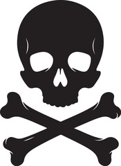 Black Silhouette Skull and Crossbones Symbol on White Background Keywords: skull, crossbones, symbol, danger, death, pirate, warning, hazard, poison, Halloween, also transparent background