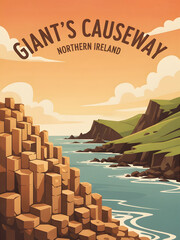 Artistic depiction of the giant s causeway northern Ireland