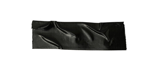 black torn tape isolated transparent background, black adhesive tape texture black scotch plastic
