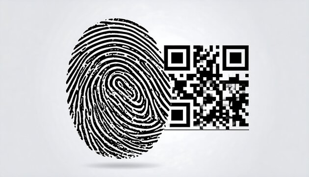 Fingerprint and QR code graphic