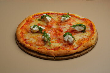 Enjoy a Delicious Pizza Topped with Fresh Ingredients, Flavorful Cheese