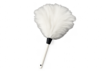 White feather duster cleaning dust isolated transparent background