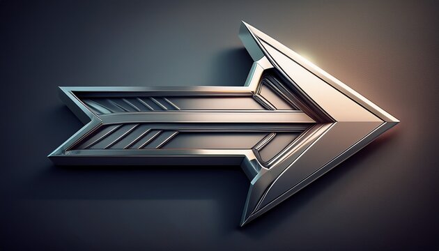 chrome arrow pointing left symbolizing direction or progress - Powered by Adobe