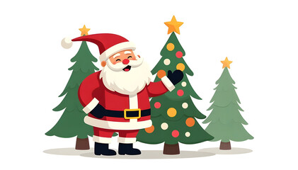 ilustration santa claus with christmas tree