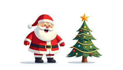 ilustration santa claus with christmas tree