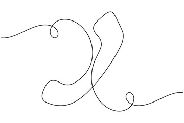 Communication call icon continuous one line drawing on white background minimal mobile and telephone outline vector illustration