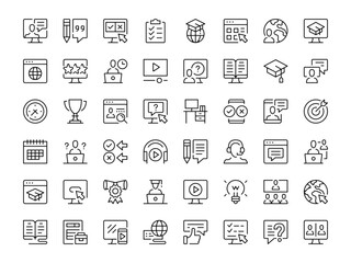 Digital learning icon set. Vector line icons collection. Outline symbols. Modern design