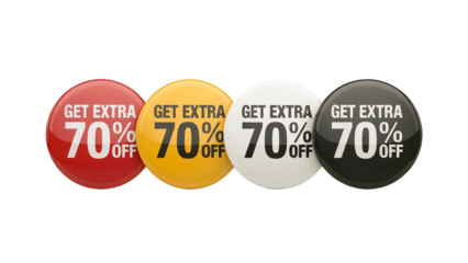 Vector art of get extra 70 off badges for promotion