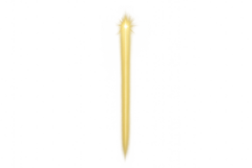 Vibrant yellow light beam with a dazzling star flare, illuminating and ascending on a clear backdrop
