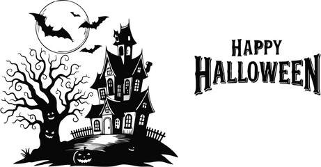 spooky halloween background with castle