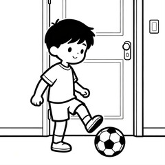 DISEGNO DA COLORARE BAMBINI GIOCARE CON LA PALLA