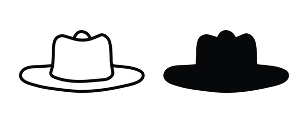 Cowboy Hat Icon Set — Outline and Solid Western Hat Symbol