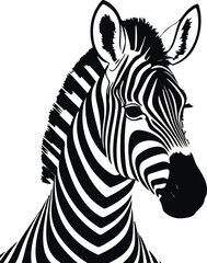 Zebra head outline with striped pattern created by bold linear strokes © MdRubel