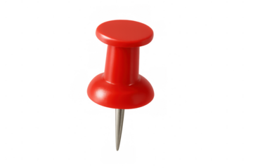 Red push pin holding importance, marking location, or fixing essential note, transparent background