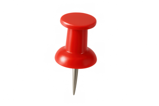 Red push pin holding importance, marking location, or fixing essential note, transparent background