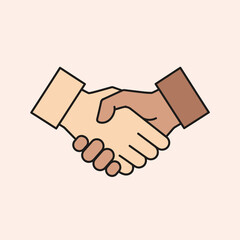 Two hands shaking in agreement on a light background.