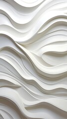 Obraz premium Abstract three-dimensional wavy design, flowing, monochromatic, white