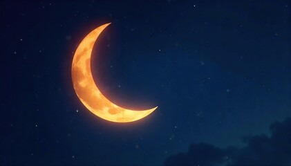Fototapeta premium Serene Crescent Moon Glowing in Starlit Night Sky Mystical Celestial Image Perfect for Astrology, Spirituality, and Lunar Cycle Themes