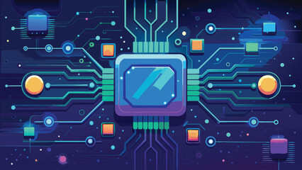 Futuristic Blue Circuit Network | Glowing Tech Interface and Digital Innovation Concept