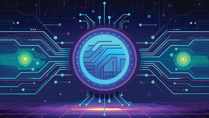 Futuristic Blue Circuit Network | Glowing Tech Interface and Digital Innovation Concept