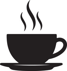 Silhouette of a Steaming Cup of Coffee on a Saucer coffee cup hot drink also transparent background
