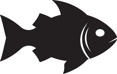Black silhouette of a fish with fins and tail on a white background animal aquatic also transparent background