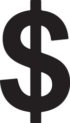 Black silhouette of a dollar sign on a white background money currency also transparent background