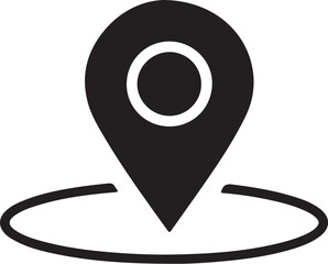 Black Location Pin Icon With Circle And Ring On White Background marker navigation also transparent background