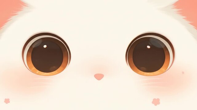 Close-up animation of two cute kawaii cats, flat vector style