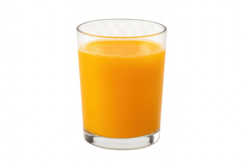 Fresh orange juice in a clear drinking glass, offering a healthy natural fruit beverage, isolated with transparent background