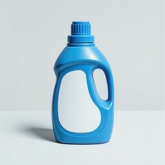 Blue Plastic Laundry Detergent Bottle on Simple Background