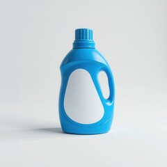 Bright Blue Bottle of Liquid Laundry Detergent on White Background