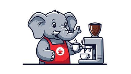 Cute Elephant Barista Mascot