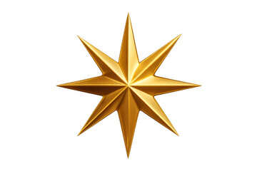 Obraz premium Golden eight-pointed star shining as a success, award, and quality symbol on transparent background