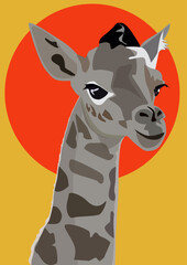 giraffe head  in the sun vector illustration