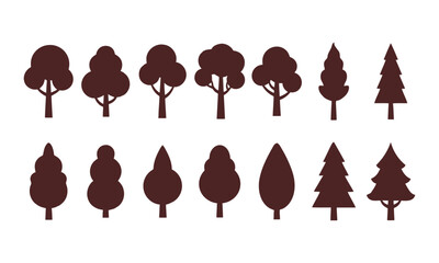tree silhouettes collection various shapes and sizes