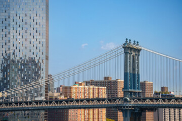 Manhattan Bridge between Manhattan and Brooklyn during sunset, NewYork city, New York, United States of America, USA, 4k, wallpaper desktop 