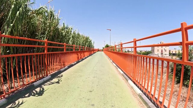 bridge on the Via Xurra bicycle path between Alboraia (Alboraya) and Meliana, comarca of Huerta Norte, Valencia, Spain