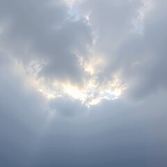 Fototapeta premium Overcast sky with soft gray and white clouds, diffused light, soft, sky