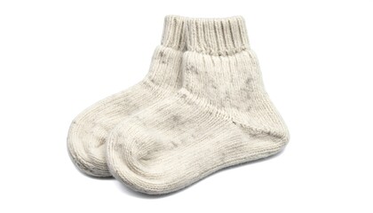 Pair of cream-colored knitted socks