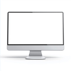 Fototapeta premium Modern computer monitor mockup with blank white screen in front view, 3D illustration for digital design, website presentation and user interface display template on isolated background. Square format