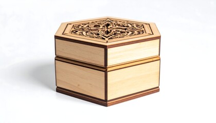 Light-colored wooden hexagon box